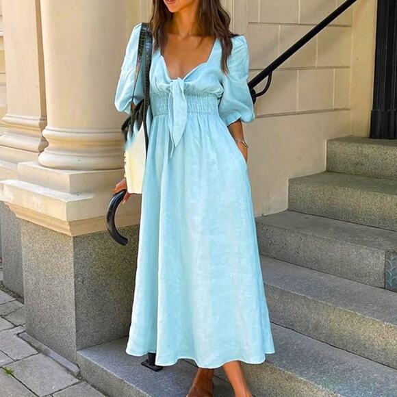 NWT LUXURY RESORT linen cotton COMMENSE DRESS XS - Picture 10 of 11